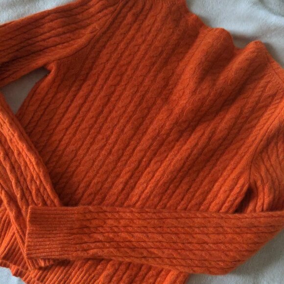 Express design studio Merino wool blend cable knit orange sweater womens medium - Picture 1 of 3